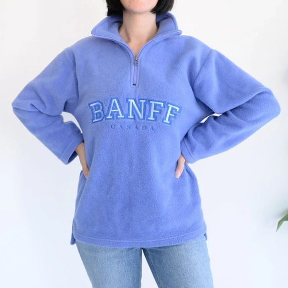 Attractions Blue Fleece Pullover Half Zip Banff Sweater Size SP - Picture 2 of 12